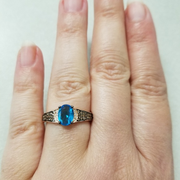 Blue Champagne Pave Ring - Picture 7 of 7